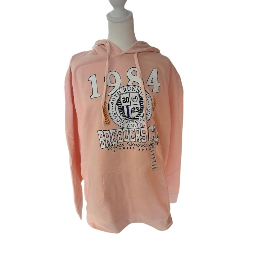 Breeders' Cup 1984 Pink Pullover Hoodie Women's Long Sleeve Sweatshirt XL
