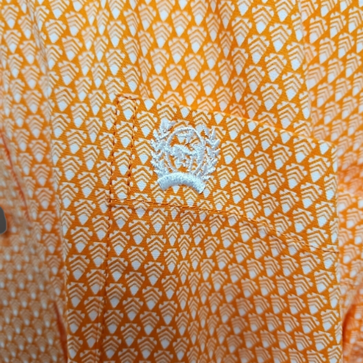 Cinch Mens Orange Arrows Long Sleeve Western Show Shirt Size Small Pre-Loved
