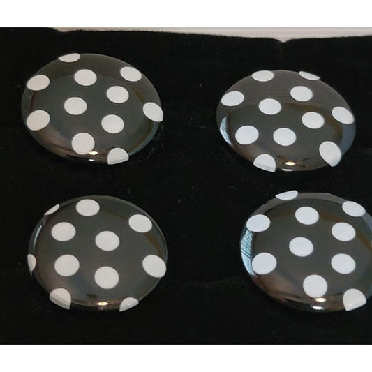 Magnetic Horse Show Number Pins Polka Dotty Black with white dots Set of 4 NEW