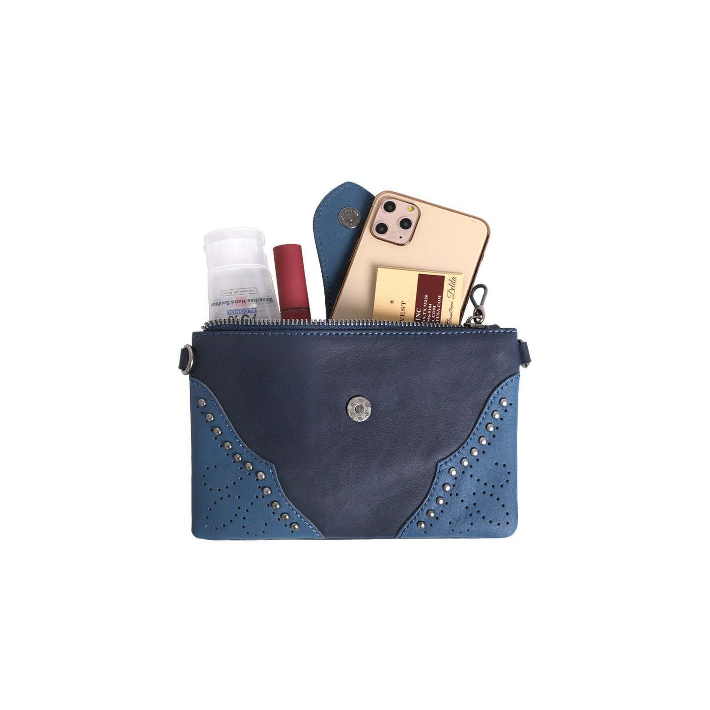 Crossbody Genuine Leather Navy Sugar Skull Concho NEW