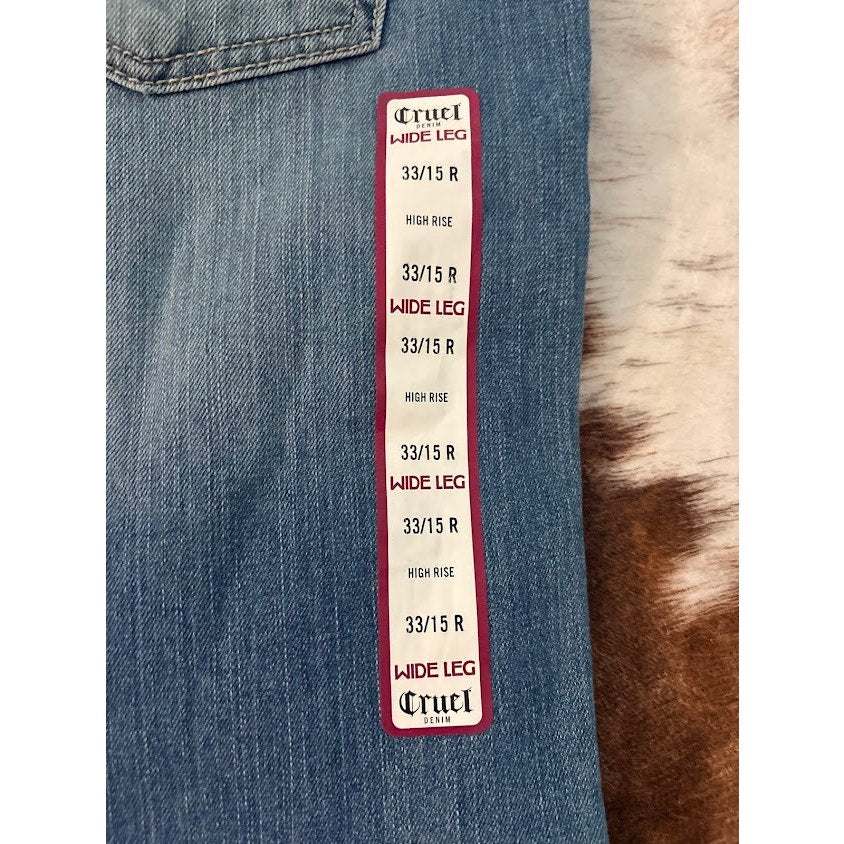 Cruel Denim Ladies Wide Leg Light Stonewash Jeans Size 33/15R
