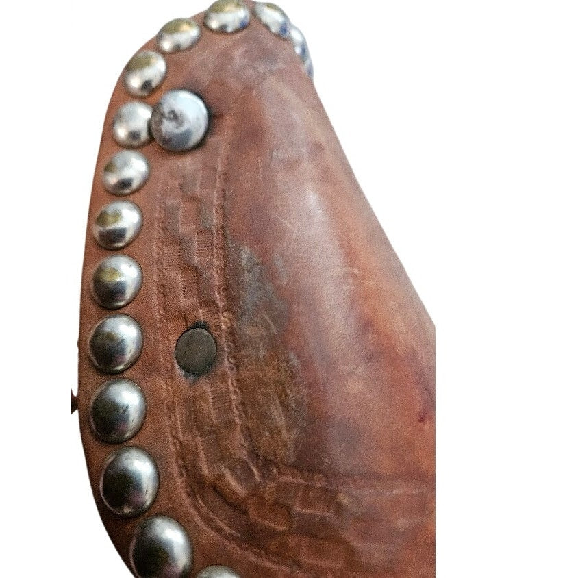 Vintage leather-covered western saddle stirrups Tapaderos