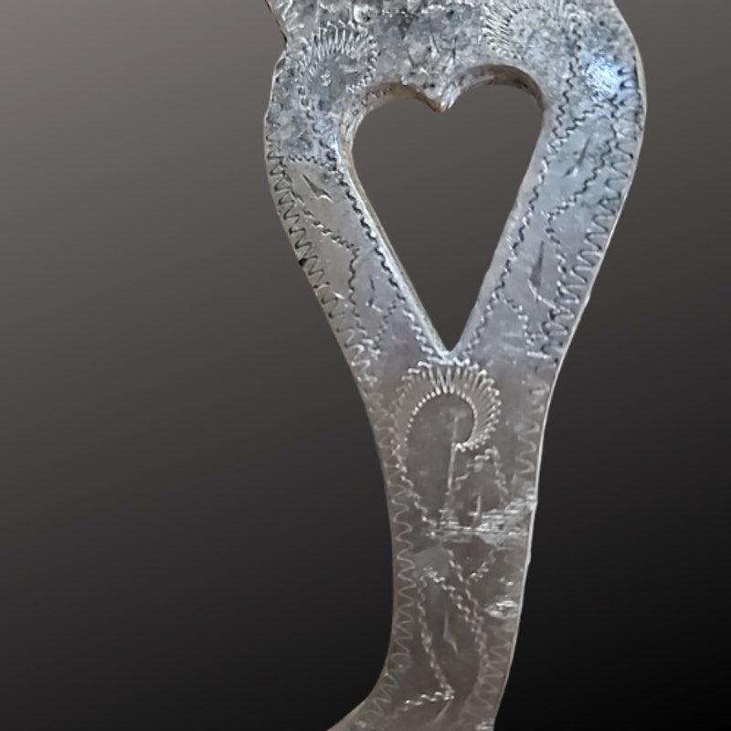 Antique Crockett Western Bit Aluminum Straight Mouth Heart