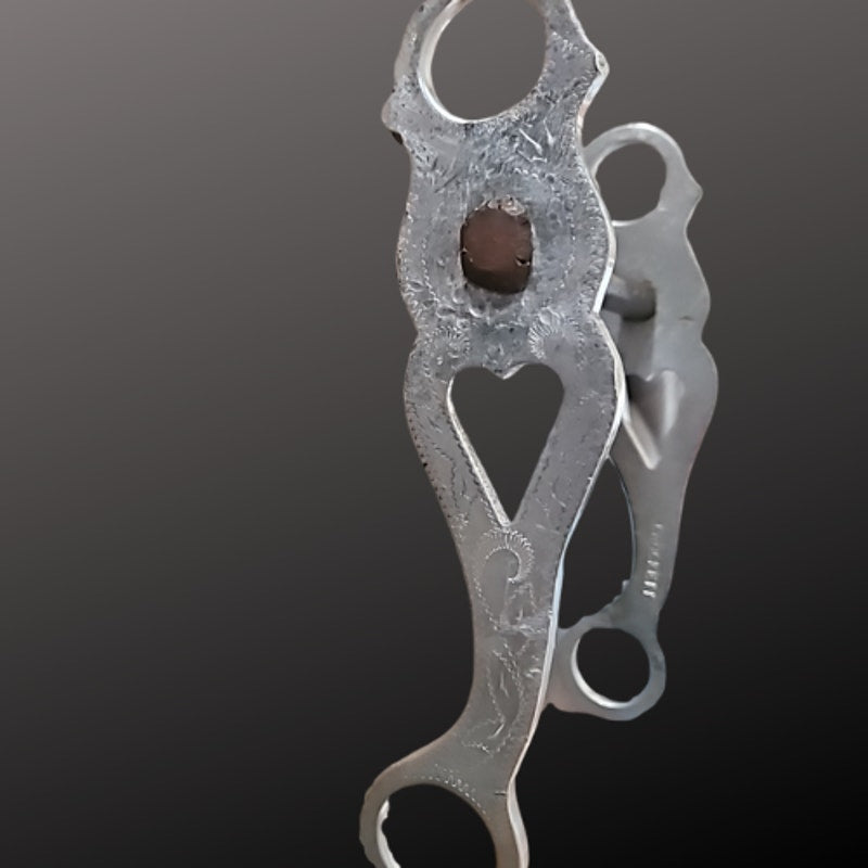 Antique Crockett Western Bit Aluminum Straight Mouth Heart