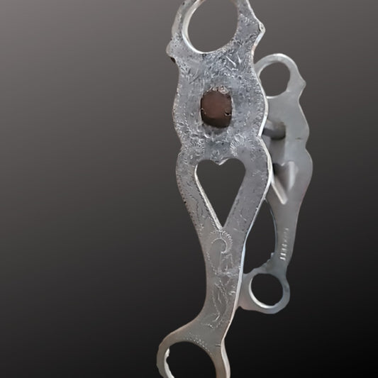 Antique Crockett Western Bit Aluminum Straight Mouth Heart
