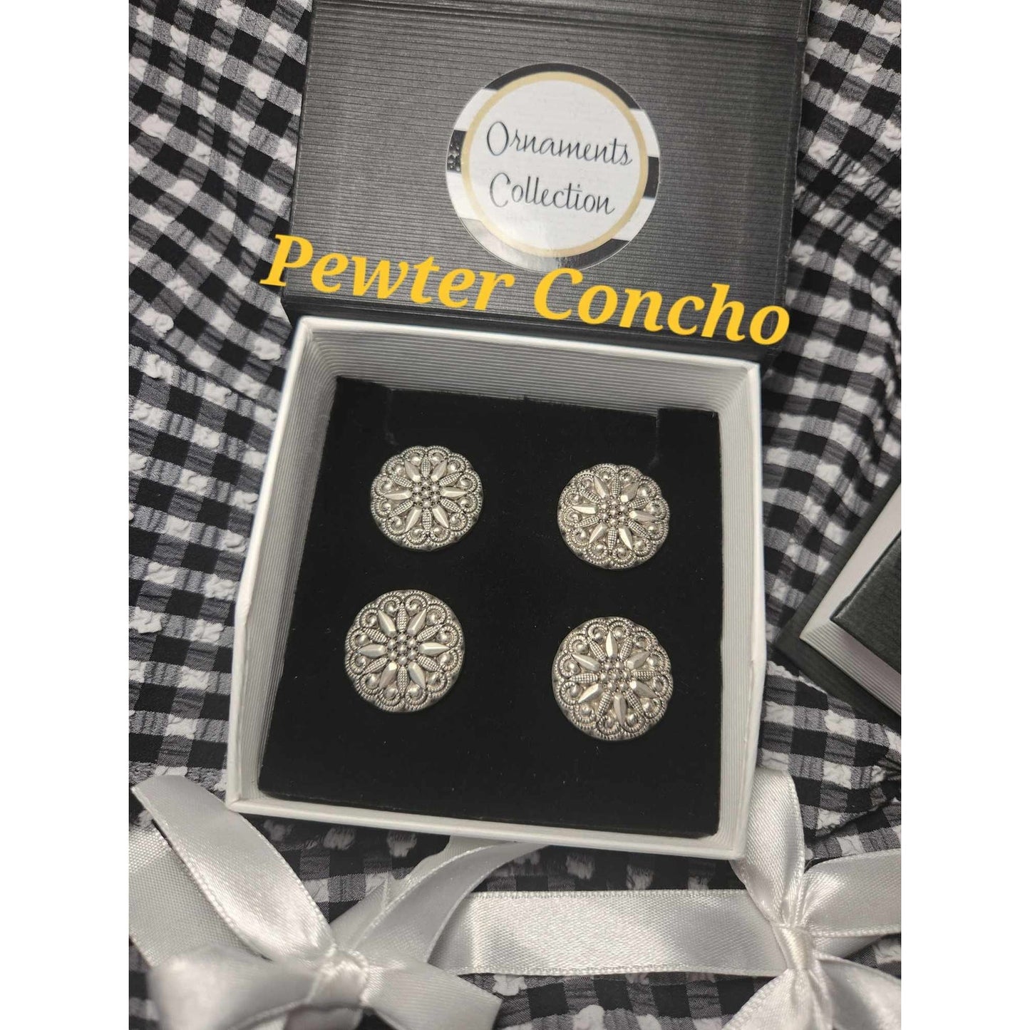 Blanket Link Horse Show Pins Pewter Concho Set of 4 NEW