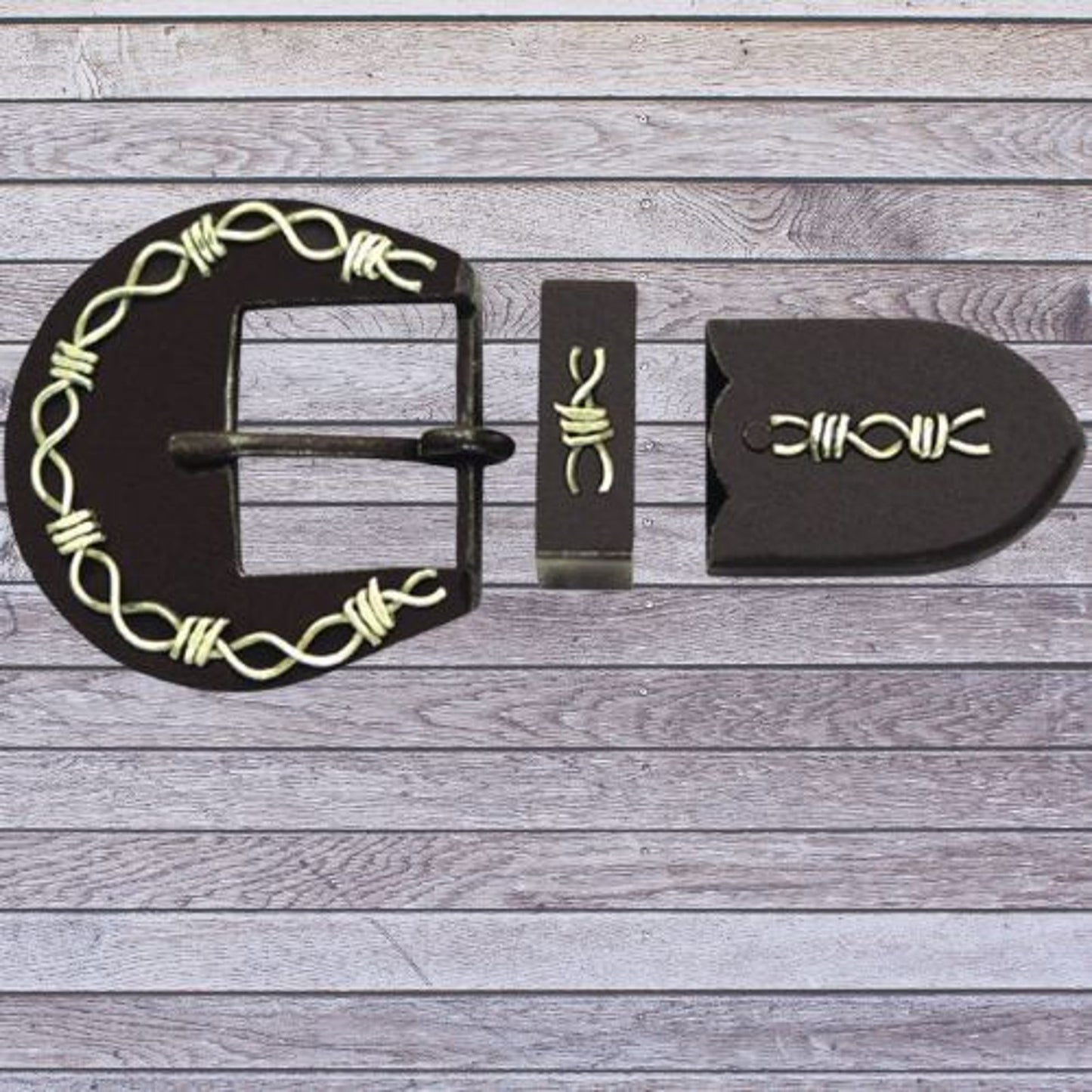 Barbwire Buckle Set Action Company Antiqued 1"